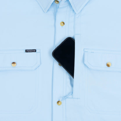 Blue Short Sleeve Fishing Shirt